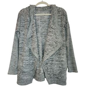 Athleta Blissful Wrap Hooded Cardigan Size S Heather Gray Relaxed Fit Pockets